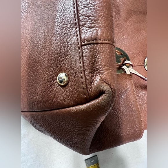 MICHAEL KORS Large Taupe/Brown/Gold Leather Shoulder TOTE BAG PURSE & Wallet Set - Picture 9 of 16